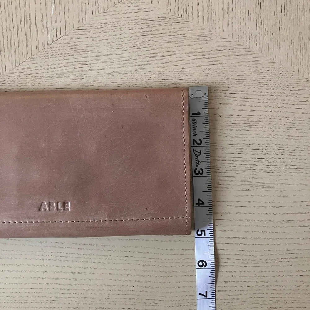 Able Debre Ethiopian  Leather Trifold Wallet in Taupe